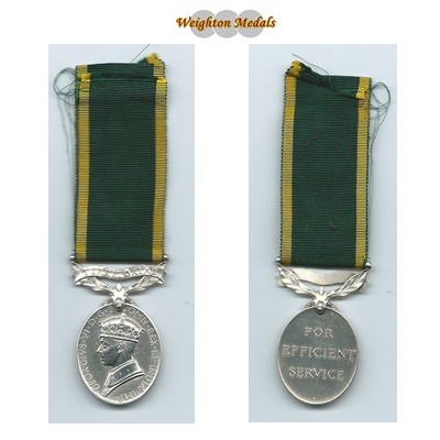 Efficiency Medal – Territorial - Sjt. W Pickering